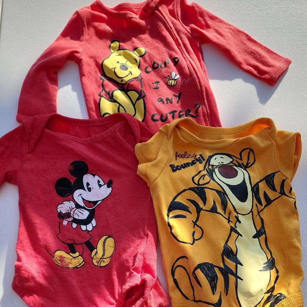 Disney Baby Bodysuit Trio - Red, Yellow, and Orange